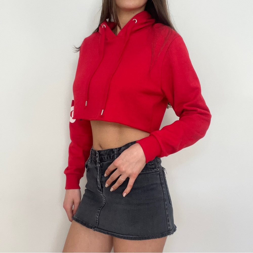 FILA heritage red cropped spell out hoodie, Size S ❤️ - Picture 4 of 5